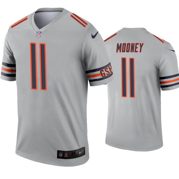 #11 Darnell Mooney Bears Nike Silver Inverted Legend Jersey #11 Darnell Mooney Bears Nike Silver Inverted Legend Jersey