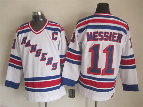 New York Rangers #11 Mark Messier 1993 White Throwback CCM Jersey New York Rangers #11 Mark Messier 1993 White Throwback CCM Jersey