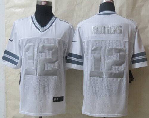Nike Green Bay Packers #12 Aaron Rodgers Platinum White Limited Jersey Nike Green Bay Packers #12 Aaron Rodgers Platinum White Limited Jersey