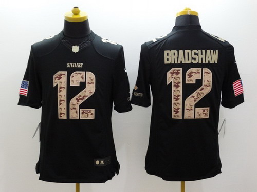 Nike Pittsburgh Steelers #12 Terry Bradshaw Salute to Service Black Limited Jersey Nike Pittsburgh Steelers #12 Terry Bradshaw Salute to Service Black Limited Jersey