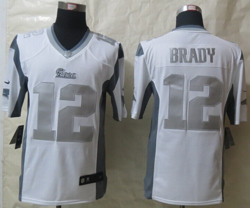 Nike New England Patriots #12 Tom Brady Platinum White Limited Jersey Nike New England Patriots #12 Tom Brady Platinum White Limited Jersey