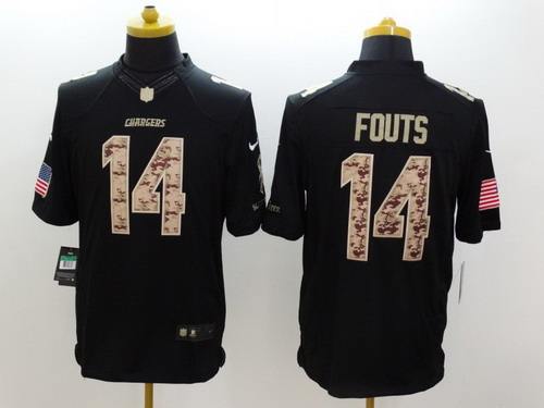 Nike San Diego Chargers #14 Dan Fouts Salute to Service Black Limited Jersey Nike San Diego Chargers #14 Dan Fouts Salute to Service Black Limited Jersey