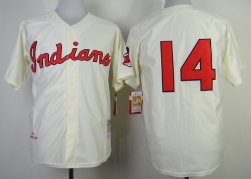 Cleveland Indians #14 Larry Doby 1951 Cream Throwback Jersey Cleveland Indians #14 Larry Doby 1951 Cream Throwback Jersey