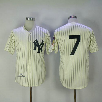 1951 Yankees #7 Mickey Mantle Cream Throwback Stitched Baseball Jersey 1951 Yankees #7 Mickey Mantle Cream Throwback Stitched Baseball Jersey
