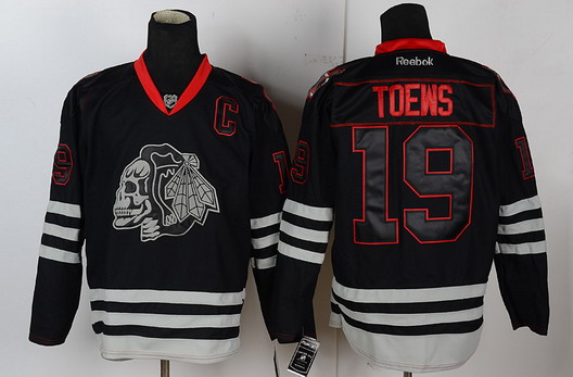 Chicago Blackhawks #19 Jonathan Toews Black Ice Skulls Jersey Chicago Blackhawks #19 Jonathan Toews Black Ice Skulls Jersey