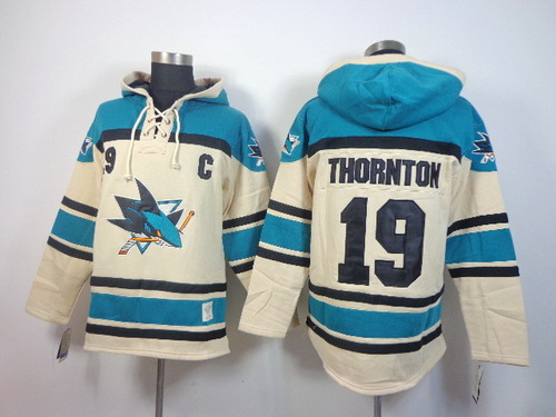 Old Time Hockey San Jose Sharks #19 Joe Thornton Cream Hoodie Old Time Hockey San Jose Sharks #19 Joe Thornton Cream Hoodie