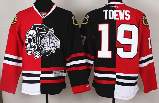 Chicago Blackhawks #19 Jonathan Toews Red/Black Two Tone With Black Skulls Jersey Chicago Blackhawks #19 Jonathan Toews Red/Black Two Tone With Black Skulls Jersey