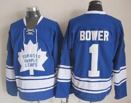 Toronto Maple Leafs #1 Johnny Bower Blue Third Throwback CCM Jersey Toronto Maple Leafs #1 Johnny Bower Blue Third Throwback CCM Jersey