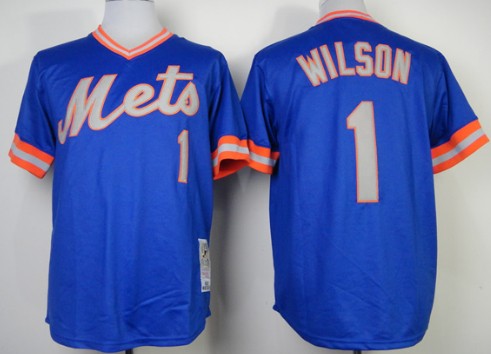 New York Mets #1 Mookie Wilson 1983 Blue Throwback Jersey New York Mets #1 Mookie Wilson 1983 Blue Throwback Jersey