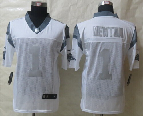 Nike Carolina Panthers #1 Cam Newton Platinum White Limited Jersey Nike Carolina Panthers #1 Cam Newton Platinum White Limited Jersey