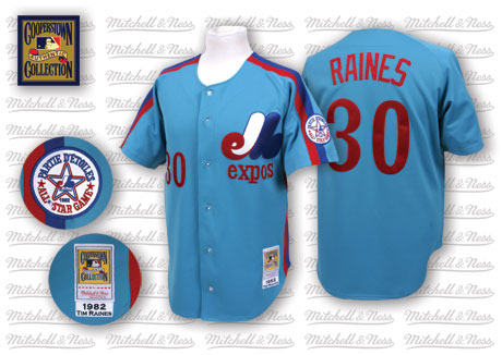 Montreal Expos #30 Tim Raines 1982 Blue Throwback Jersey Montreal Expos #30 Tim Raines 1982 Blue Throwback Jersey