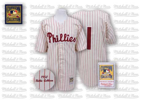 Philadelphia Phillies #1 Richie Ashburn 1950 White Pinstripe Thorwback Jersey Philadelphia Phillies #1 Richie Ashburn 1950 White Pinstripe Thorwback Jersey