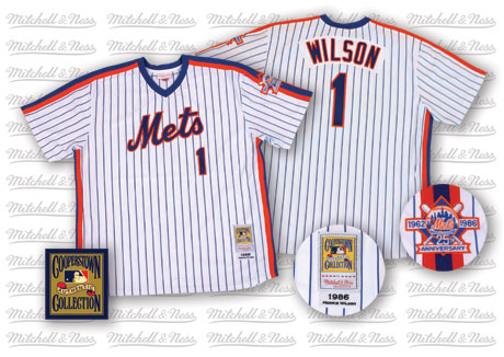 New York Mets #1 Mookie Wilson 1986 White Throwback Jersey New York Mets #1 Mookie Wilson 1986 White Throwback Jersey