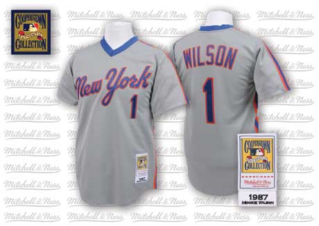 New York Mets #1 Mookie Wilson 1987 Gray Throwback Jersey New York Mets #1 Mookie Wilson 1987 Gray Throwback Jersey