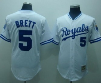 Kansas City Royals #5 George Brett White Throwback Jersey