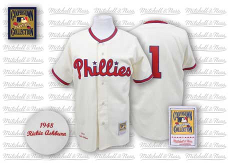 Philadelphia Phillies #1 Richie Ashburn 1948 Cream Throwback Jersey Philadelphia Phillies #1 Richie Ashburn 1948 Cream Throwback Jersey