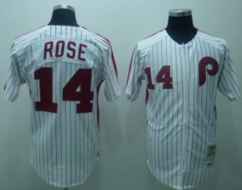 Philadelphia Phillies #14 Rose White Pinstripe Throwback Jersey Philadelphia Phillies #14 Rose White Pinstripe Throwback Jersey