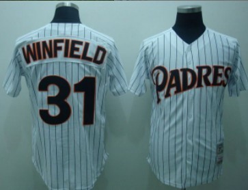 San Diego Padres #31 Dave Winfield 1987 White Pinstripe Throwback Jersey San Diego Padres #31 Dave Winfield 1987 White Pinstripe Throwback Jersey