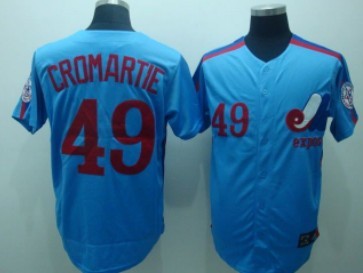 Montreal Expos #49 Cromartie Blue Throwback Jersey Montreal Expos #49 Cromartie Blue Throwback Jersey