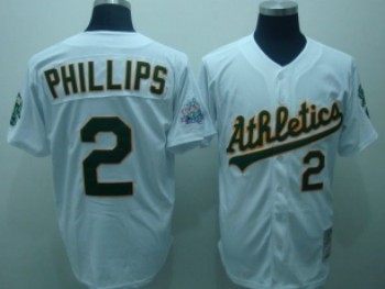 Oakland Athletics #2 Phillips White Throwback Jersey 