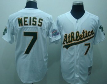 Oakland Athletics #7 Weiss White Throwback Jersey 