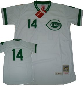 Cincinnati Reds #14 Pete Rose White St. Patrick Green Throwback Jersey Cincinnati Reds #14 Pete Rose White St. Patrick Green Throwback Jersey
