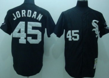 Chicago White Sox #45 Jordan Black Throwback Jersey 