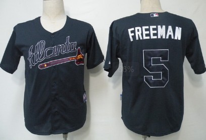 Atlanta Braves #5 Freddie Freeman Navy Blue Jersey