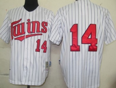 Minnesota Twins #14 HRBEK White Pinstripe Throwback Jersey 