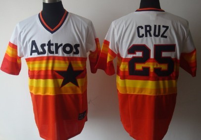 Houston Astros #25 Cruz White With Orange Throwback Jersey Houston Astros #25 Cruz White With Orange Throwback Jersey