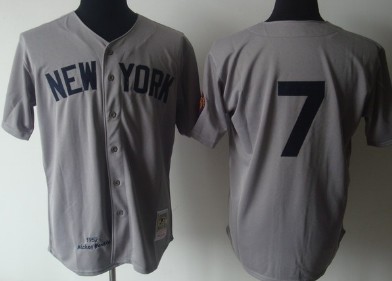 New York Yankees #7 Mickey Mantle 1939 Gray Wool Throwback Jersey New York Yankees #7 Mickey Mantle 1939 Gray Wool Throwback Jersey
