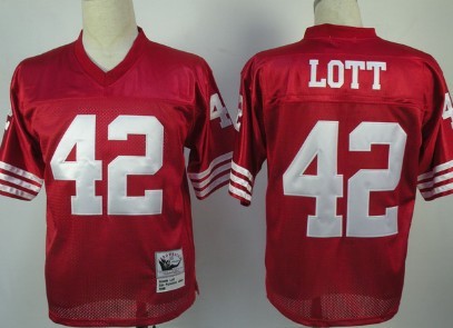 San Francisco 49ers #42 Ronnie Lott Red Throwback Jersey San Francisco 49ers #42 Ronnie Lott Red Throwback Jersey
