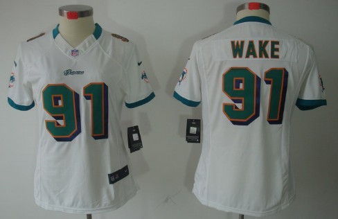 Nike Miami Dolphins #91 Cameron Wake White Limited Womens Jersey Nike Miami Dolphins #91 Cameron Wake White Limited Womens Jersey