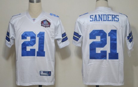 Dallas Cowboys #21 Deion Sanders Hall of Fame White Jersey Dallas Cowboys #21 Deion Sanders Hall of Fame White Jersey