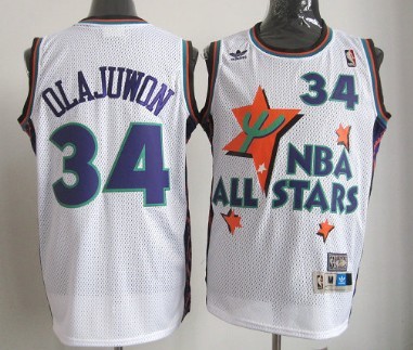 NBA 1995 All-Star #34 Hakeem Olajuwon White Swingman Throwback Jersey NBA 1995 All-Star #34 Hakeem Olajuwon White Swingman Throwback Jersey