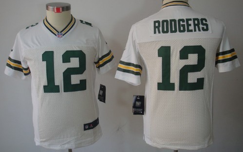 Nike Green Bay Packers #12 Aaron Rodgers White Limited Kids Jersey Nike Green Bay Packers #12 Aaron Rodgers White Limited Kids Jersey