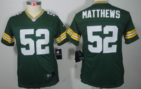 Nike Green Bay Packers #52 Clay Matthews Green Limited Kids Jersey Nike Green Bay Packers #52 Clay Matthews Green Limited Kids Jersey