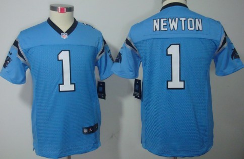 Nike Carolina Panthers #1 Cam Newton Light Blue Limited Kids Jersey 