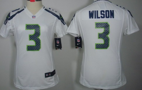 Nike Seattle Seahawks #3 Russell Wilson White Limited Womens Jersey Nike Seattle Seahawks #3 Russell Wilson White Limited Womens Jersey