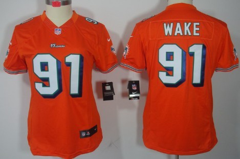 Nike Miami Dolphins #91 Cameron Wake Orange Limited Womens Jersey Nike Miami Dolphins #91 Cameron Wake Orange Limited Womens Jersey