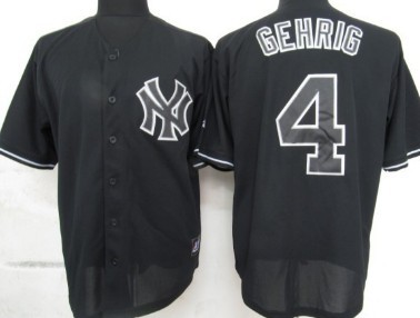 New York Yankees #4 Lou Gehrig 2012 Black Fashion Jersey New York Yankees #4 Lou Gehrig 2012 Black Fashion Jersey