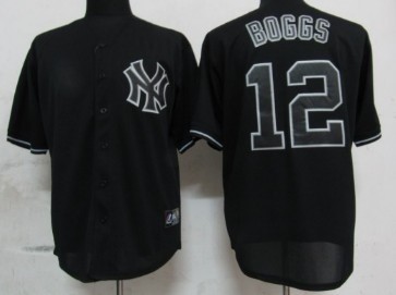 New York Yankees #12 Wade Boggs 2012 Black Fashion Jersey New York Yankees #12 Wade Boggs 2012 Black Fashion Jersey