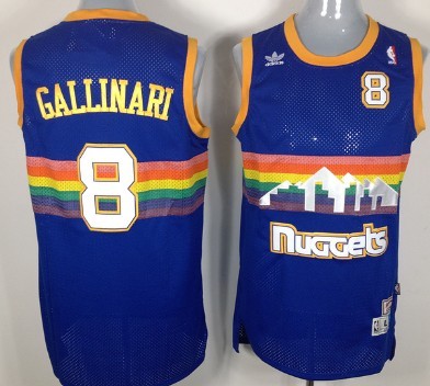 Denver Nuggets #8 Danilo Gallinari Blue Rainbow Swingman Throwback Jersey Denver Nuggets #8 Danilo Gallinari Blue Rainbow Swingman Throwback Jersey