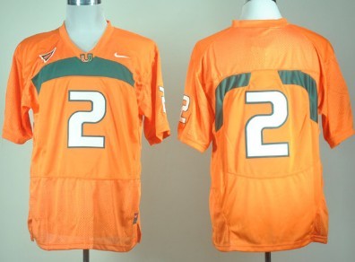 Miami Hurricanes #2 With No Name Orange Jersey 