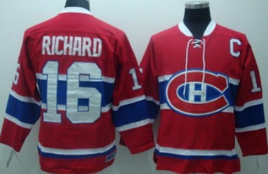 Montreal Canadiens #16 Henri Richard Red Throwback CCM Jersey Montreal Canadiens #16 Henri Richard Red Throwback CCM Jersey