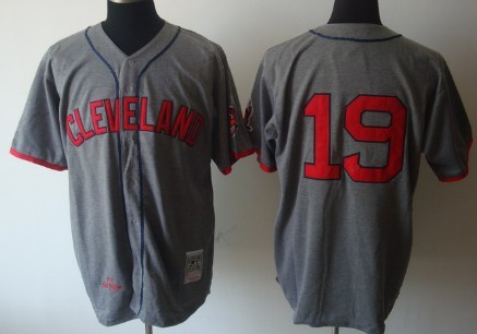 Cleveland Indians #19 Bob Feller 1948 Gray Wool Throwback Jersey Cleveland Indians #19 Bob Feller 1948 Gray Wool Throwback Jersey