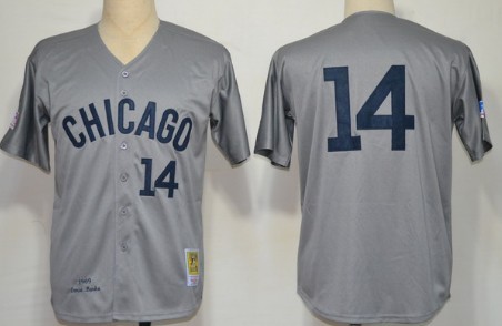 Chicago Cubs #14 Ernie Banks 1969 Gray Wool Throwback Jersey Chicago Cubs #14 Ernie Banks 1969 Gray Wool Throwback Jersey