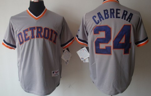 Detroit Tigers #24 Miguel Cabrera 1984 Gray Pullover Jersey Detroit Tigers #24 Miguel Cabrera 1984 Gray Pullover Jersey