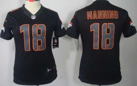 Nike Denver Broncos #18 Peyton Manning Black Impact Limited Womens Jersey Nike Denver Broncos #18 Peyton Manning Black Impact Limited Womens Jersey