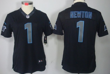 Nike Carolina Panthers #1 Cam Newton Black Impact Limited Womens Jersey Nike Carolina Panthers #1 Cam Newton Black Impact Limited Womens Jersey